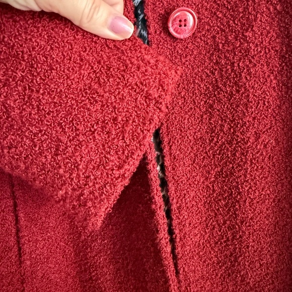 Siena Studio Faux Fur Wool Burgundy Coat Classic Car Single Button X Small XS - Picture 6 of 12